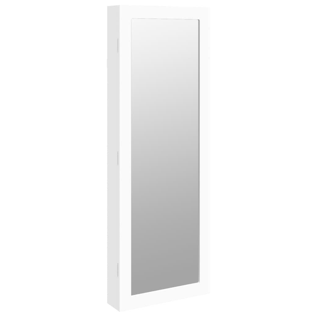 Armoire à bijoux avec miroir mural blanc 37,5 x 10 x 106 cm