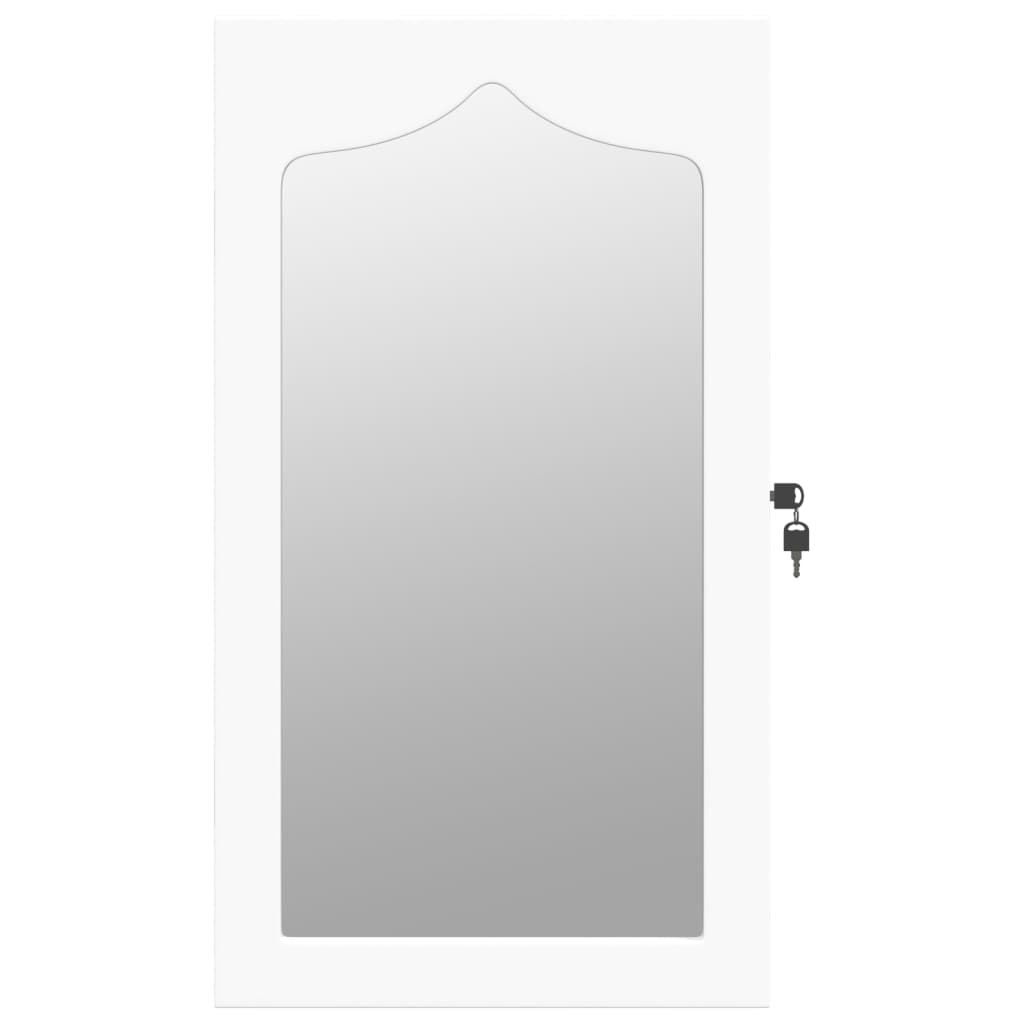 Armoire à bijoux avec miroir mural blanc 37,5 x 10 x 67 cm