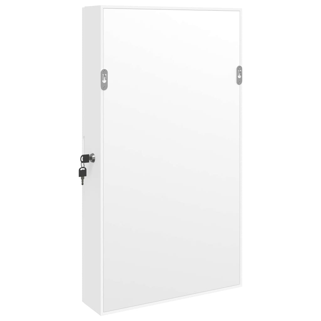Armoire à bijoux avec miroir mural blanc 37,5 x 10 x 67 cm