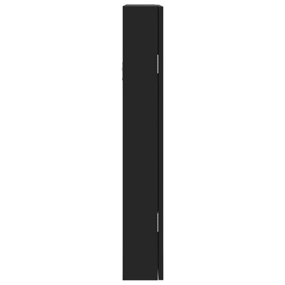 Schmuckschrank mit Spiegel Wandmontage Schwarz 37,5x10x67 cm