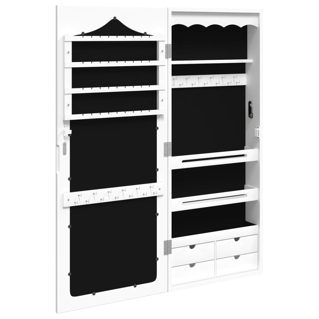 Armoire à bijoux avec miroir mural blanc 37,5x10x90 cm