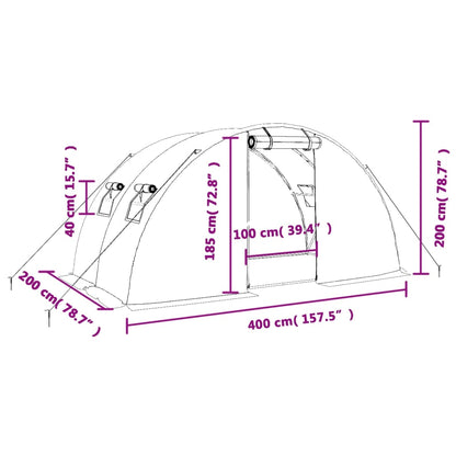 Gewächshaus mit Stahlrahmen Weiß 8 m² 4x2x2 m