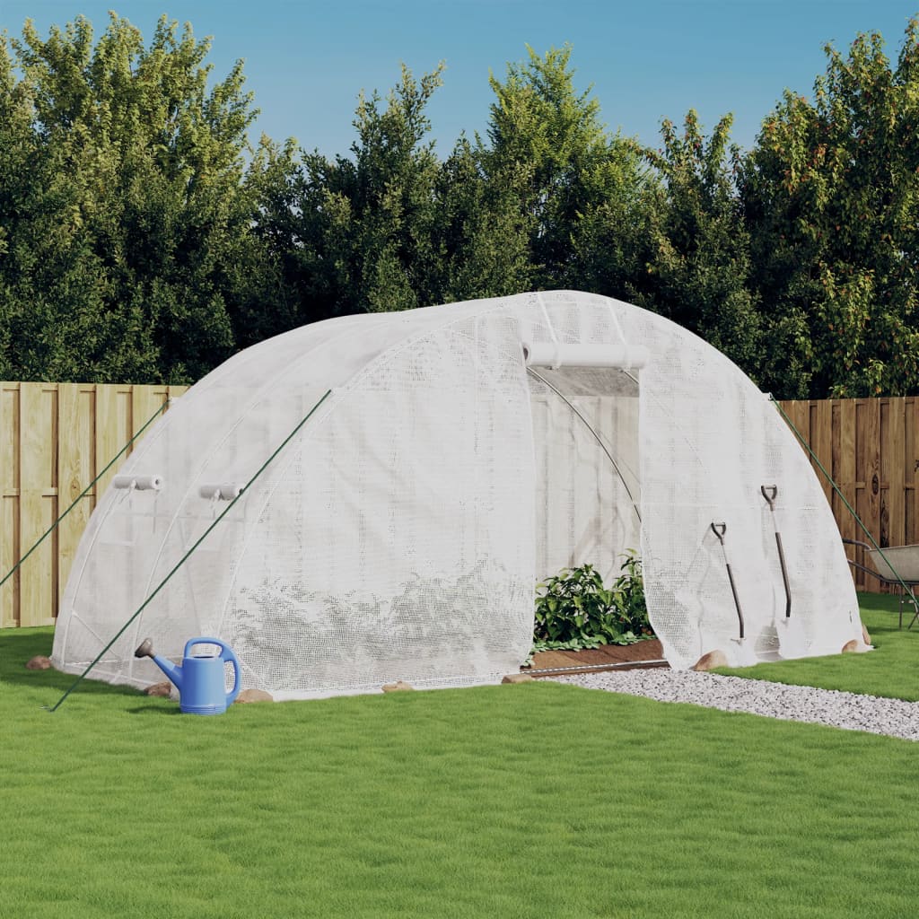 Serre avec structure en acier blanche 10 m² 5x2x2,3 m