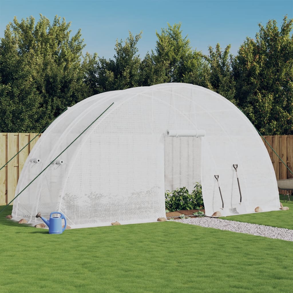 Serre avec structure en acier blanche 12 m² 6x2x2,85 m