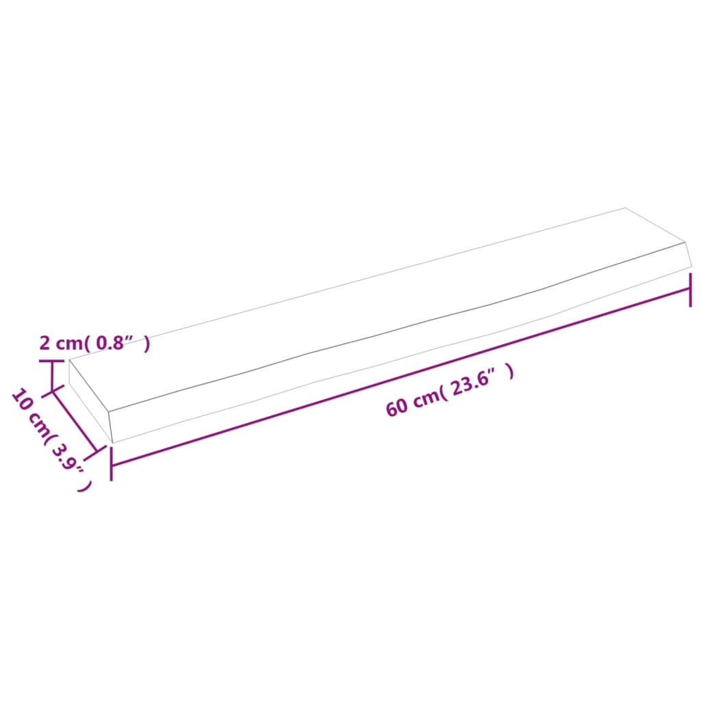 Wandregal 60x10x2 cm Massivholz Eiche Unbehandelt
