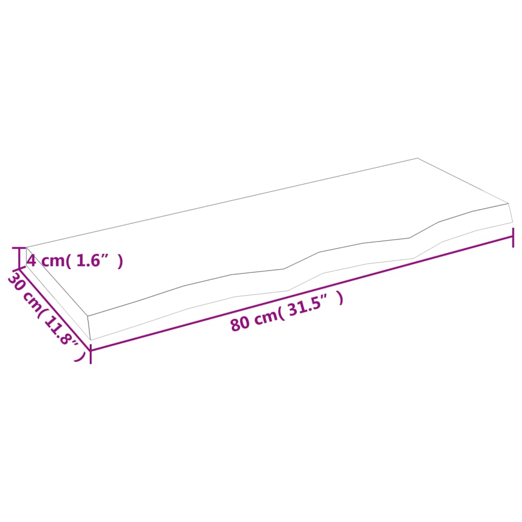 Wandregal 80x30x(2-4) cm Massivholz Eiche Unbehandelt