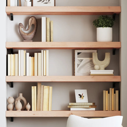 Wall shelf 80x30x(2-6) cm solid oak untreated