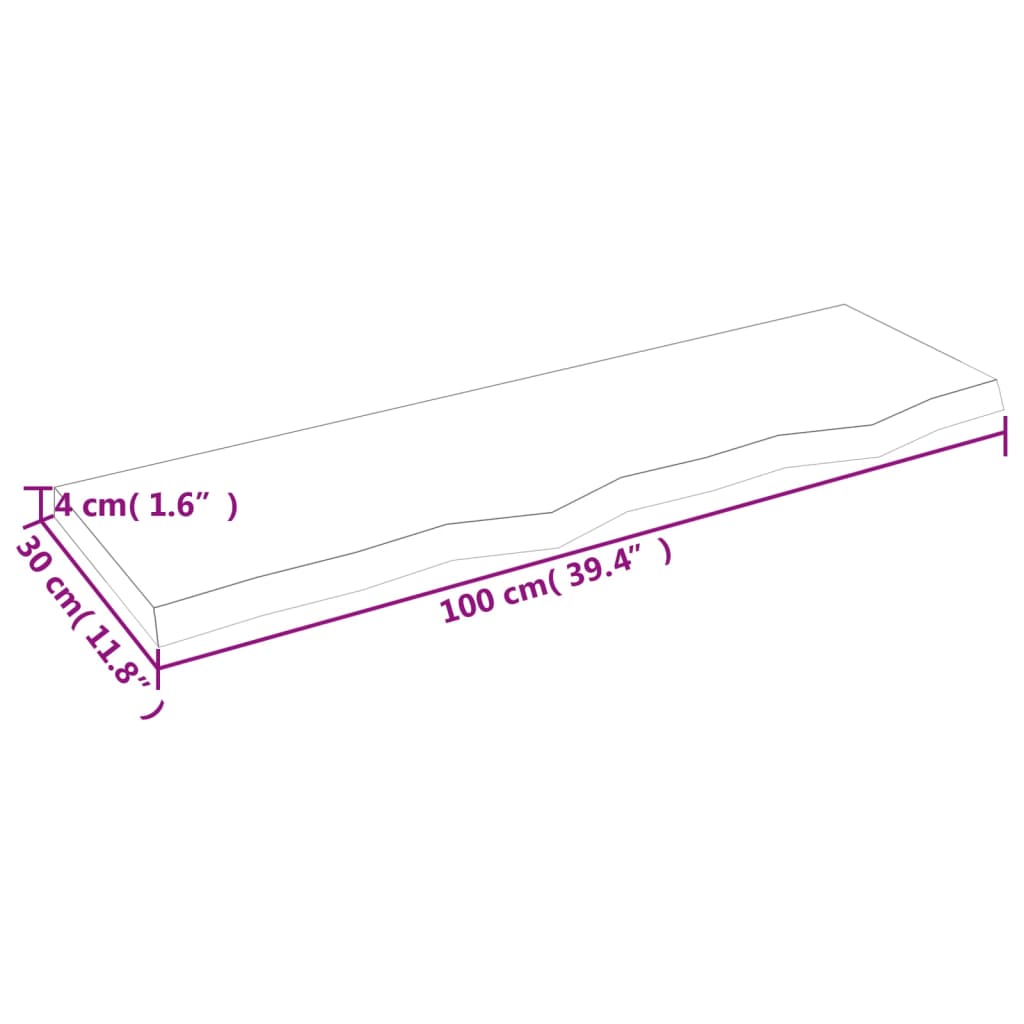 Etagère murale 100x30x(2-4) cm bois de chêne massif non traité
