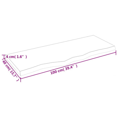 Wandregal 100x40x(2-4) cm Massivholz Eiche Unbehandelt