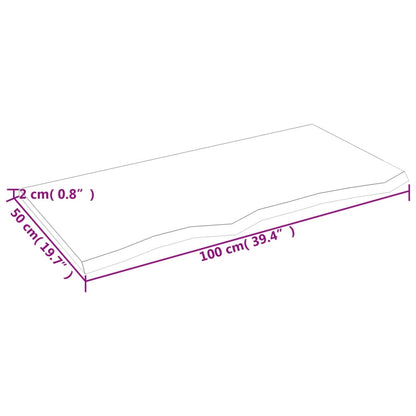 Wandregal 100x50x2 cm Massivholz Eiche Unbehandelt