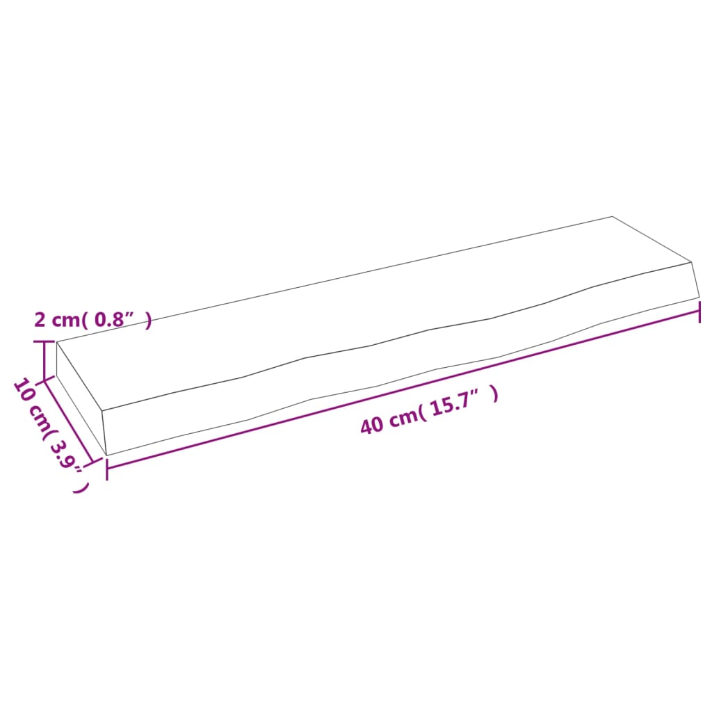 Wandregal Hellbraun 40x10x2 cm Massivholz Eiche Behandelt