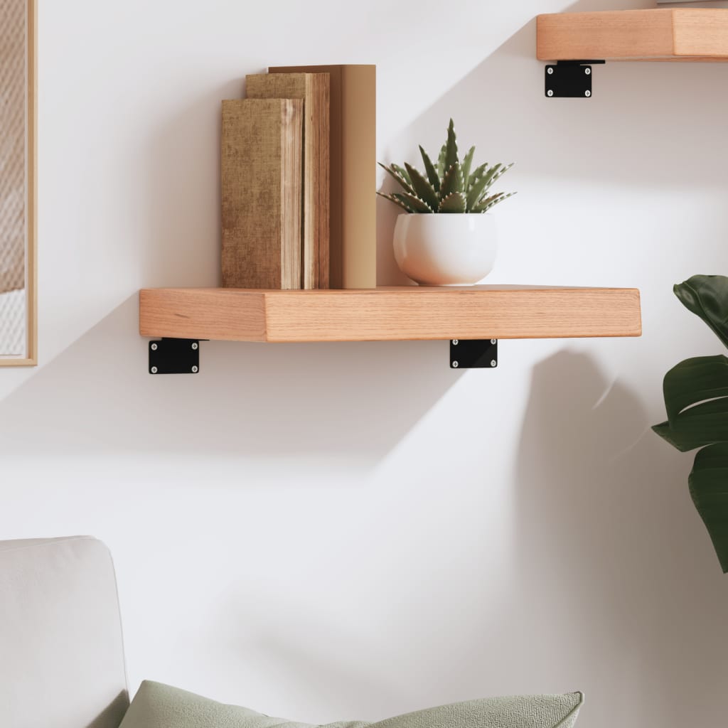 Wall Shelf Light Brown 40x30x(2-6) cm Solid Oak Treated