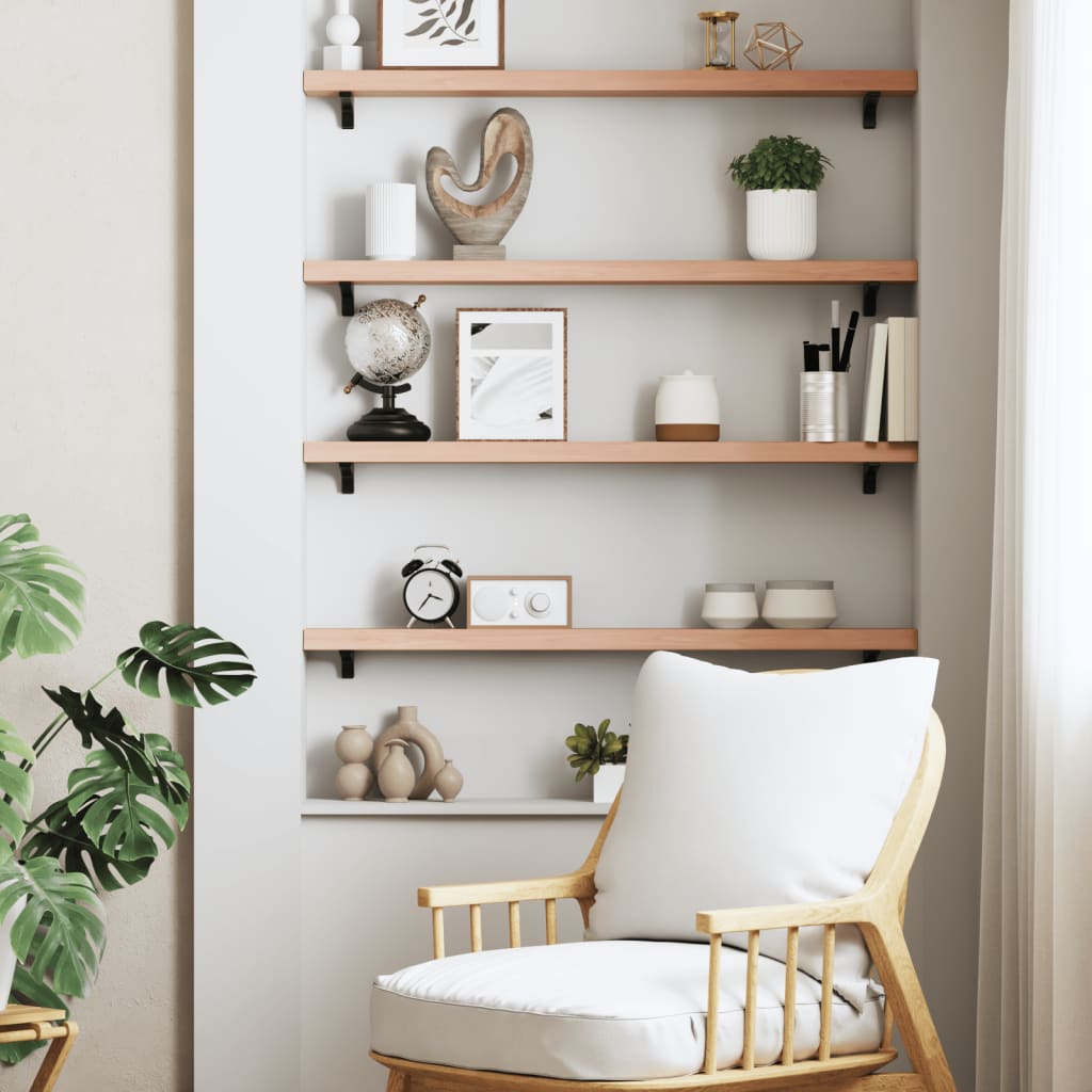 Wall Shelf Light Brown 80x10x4 cm Solid Oak Treated
