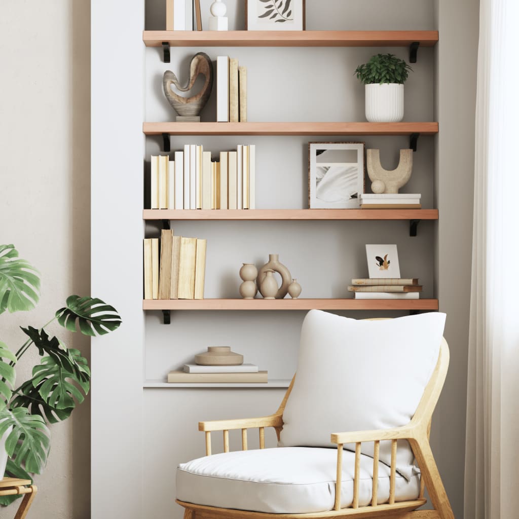 Wall Shelf Light Brown 80x20x4 cm Solid Oak Treated