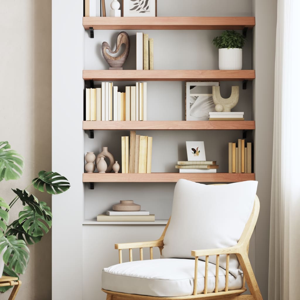 Wall Shelf Light Brown 80x30x(2-6) cm Solid Oak Treated