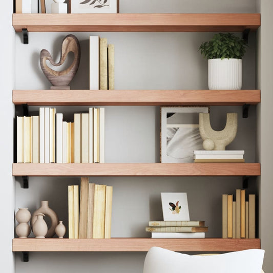 Wall Shelf Light Brown 80x30x(2-6) cm Solid Oak Treated
