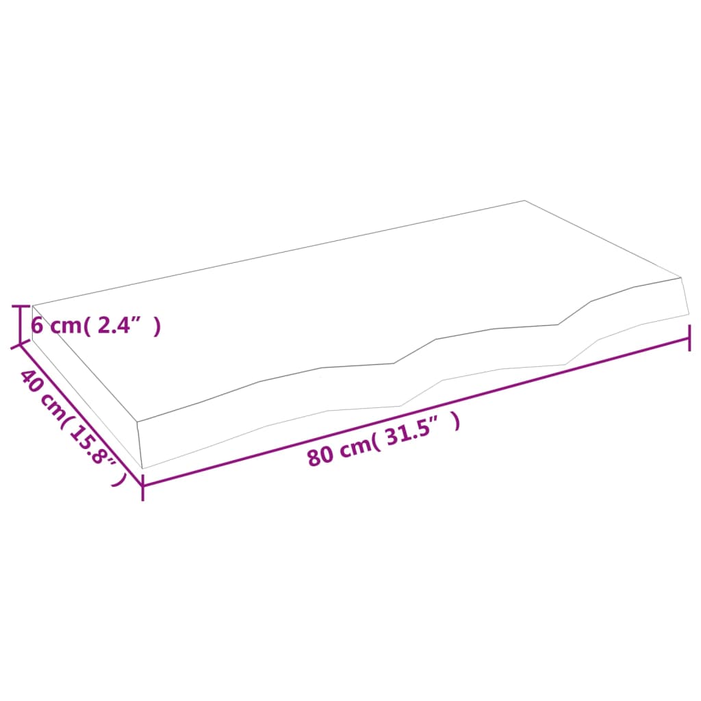 Wandregal Hellbraun 80x40x(2-6) cm Massivholz Eiche Behandelt