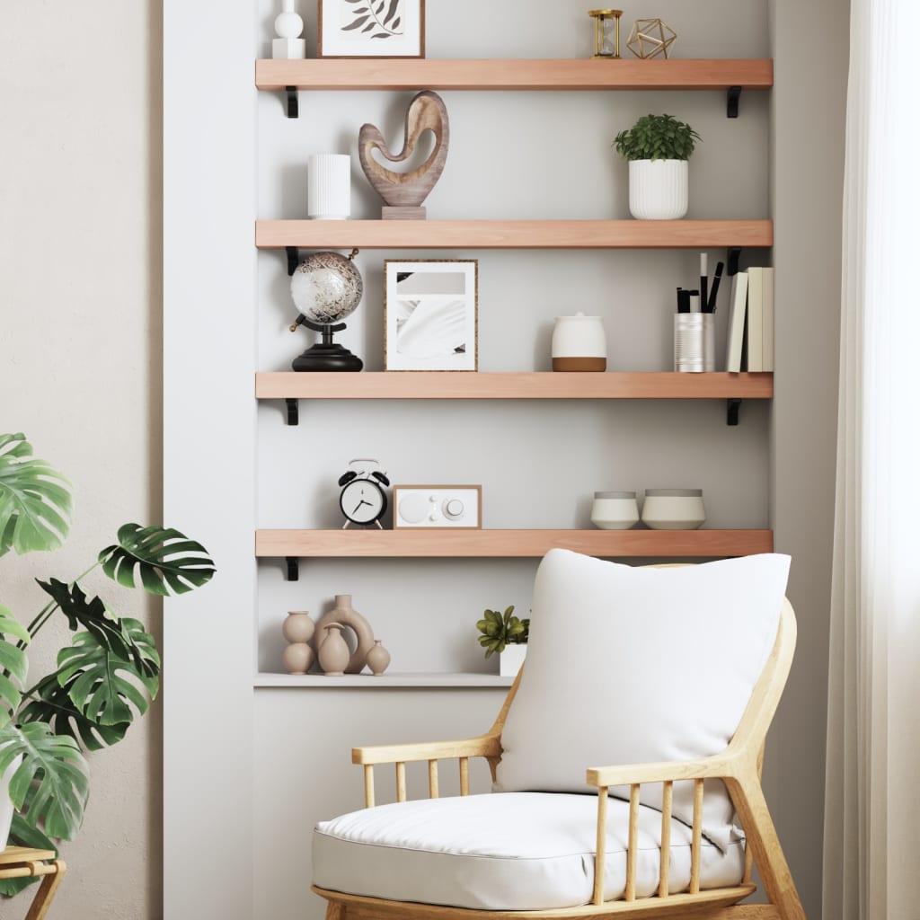 Wall Shelf Light Brown 100x10x6 cm Solid Oak Treated
