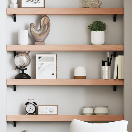 Wall Shelf Light Brown 100x10x6 cm Solid Oak Treated