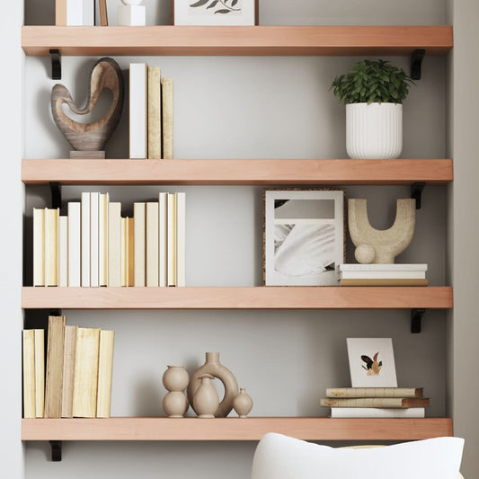 Wall Shelf Light Brown 100x20x6 cm Solid Oak Treated