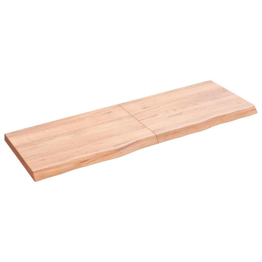 Wall Shelf Light Brown 120x40x(2-4) cm Solid Oak Treated