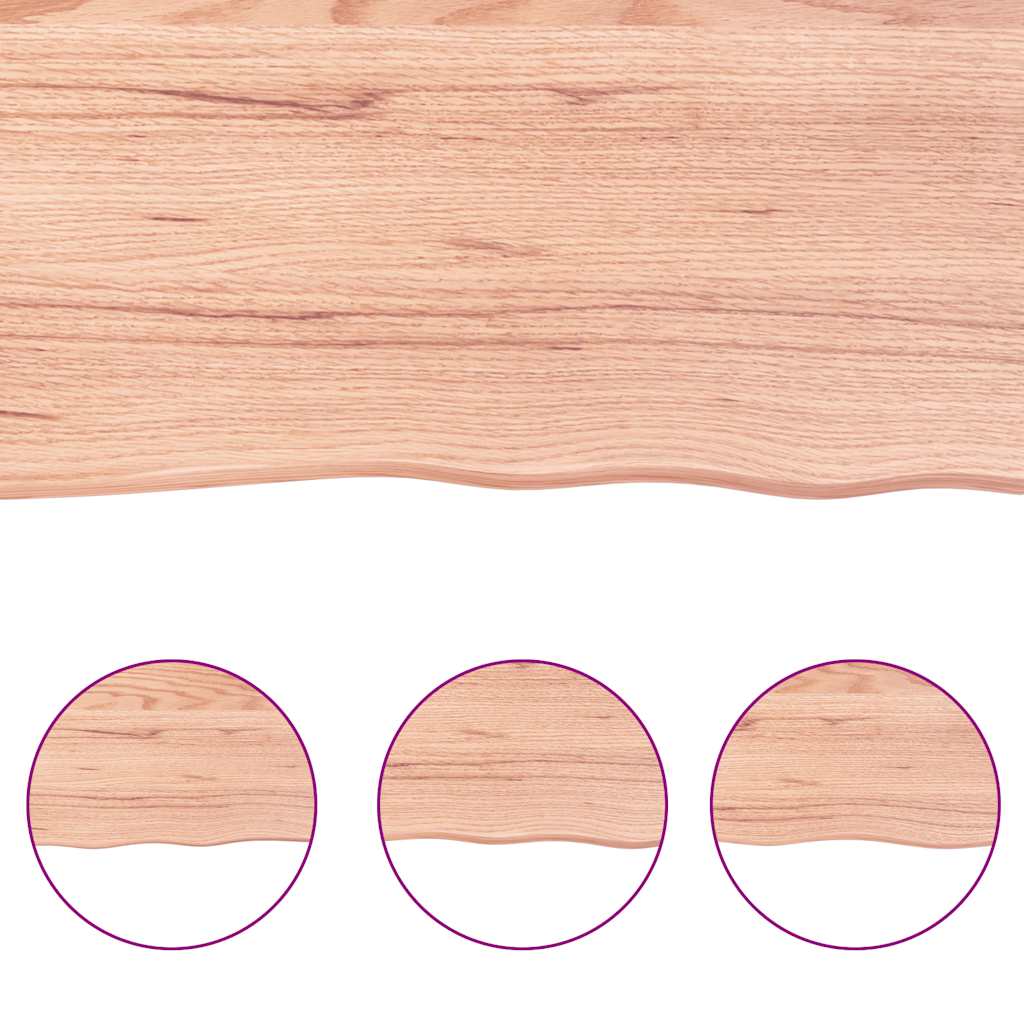 Wall Shelf Light Brown 220x50x(2-6) cm Solid Oak Treated
