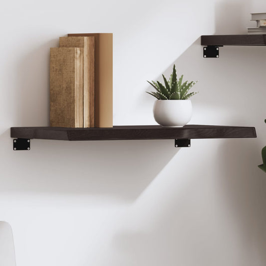 Wall Shelf Dark Brown 60x30x(2-4) cm Solid Oak Treated