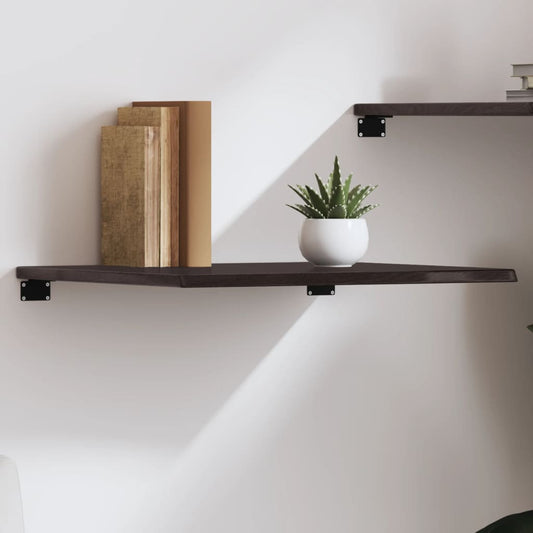 Wall Shelf Dark Brown 60x50x2 cm Solid Oak Treated