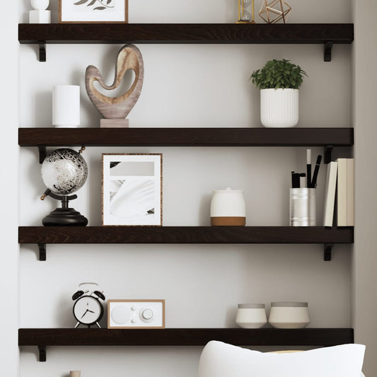 Wall Shelf Dark Brown 80x10x6 cm Solid Oak Treated