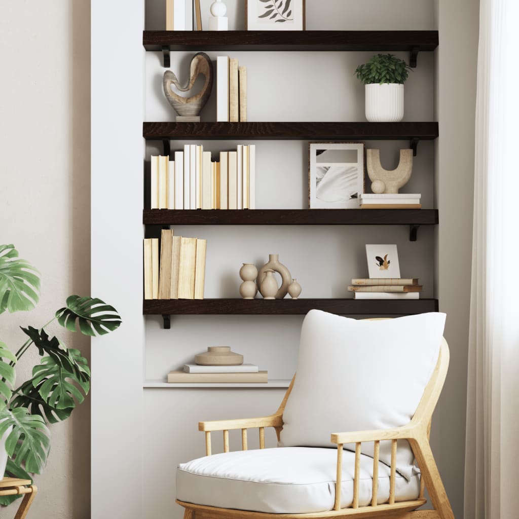 Wall Shelf Dark Brown 80x20x6 cm Solid Oak Treated