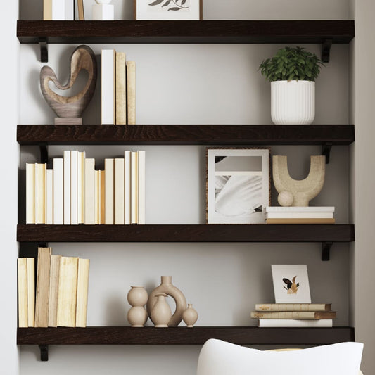 Wall Shelf Dark Brown 80x20x6 cm Solid Oak Treated
