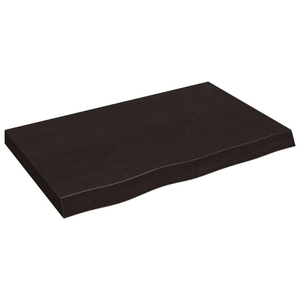 Wall Shelf Dark Brown 80x50x(2-6) cm Solid Oak Treated
