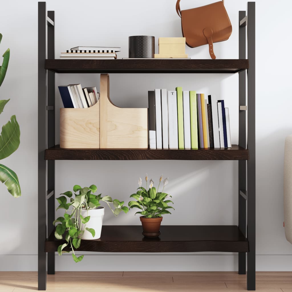 Wall Shelf Dark Brown 80x50x(2-6) cm Solid Oak Treated
