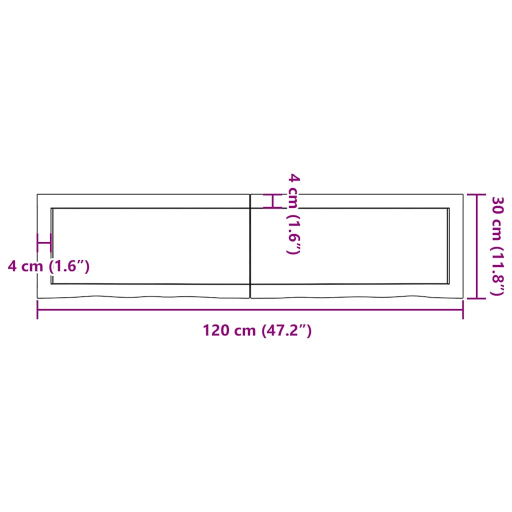 Wall Shelf Dark Brown 120x30x(2-6)cm Solid Oak Treated