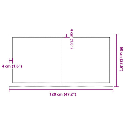 Wandregal Dunkelbraun 120x60x(2-4)cm Massivholz Eiche Behandelt