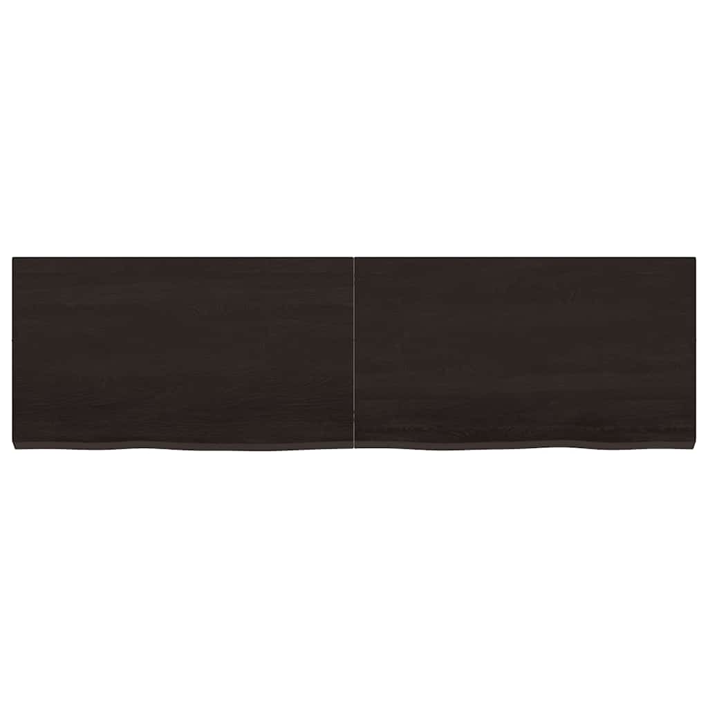 Wall Shelf Dark Brown 140x40x(2-4)cm Solid Oak Treated