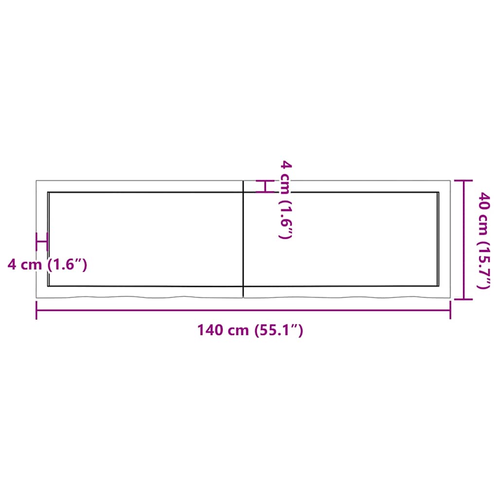 Wall Shelf Dark Brown 140x40x(2-4)cm Solid Oak Treated