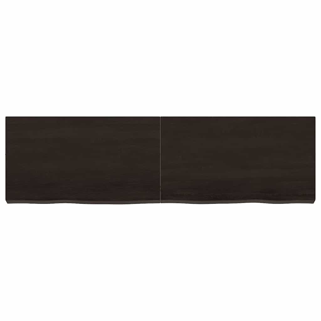 Wall Shelf Dark Brown 140x40x(2-6)cm Solid Oak Treated