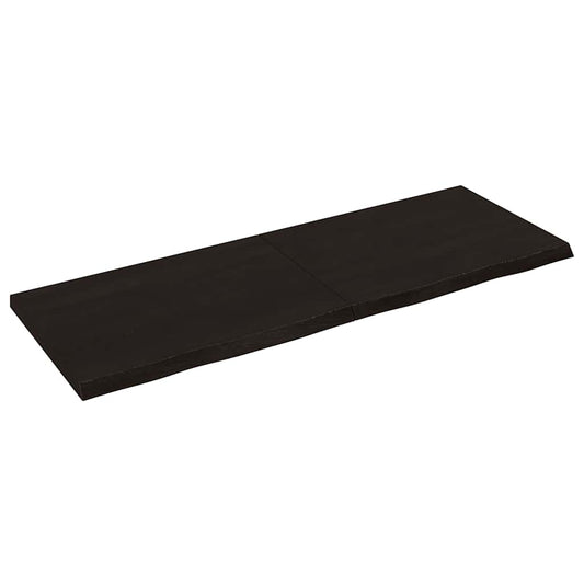 Wall Shelf Dark Brown 140x50x(2-4)cm Solid Oak Treated