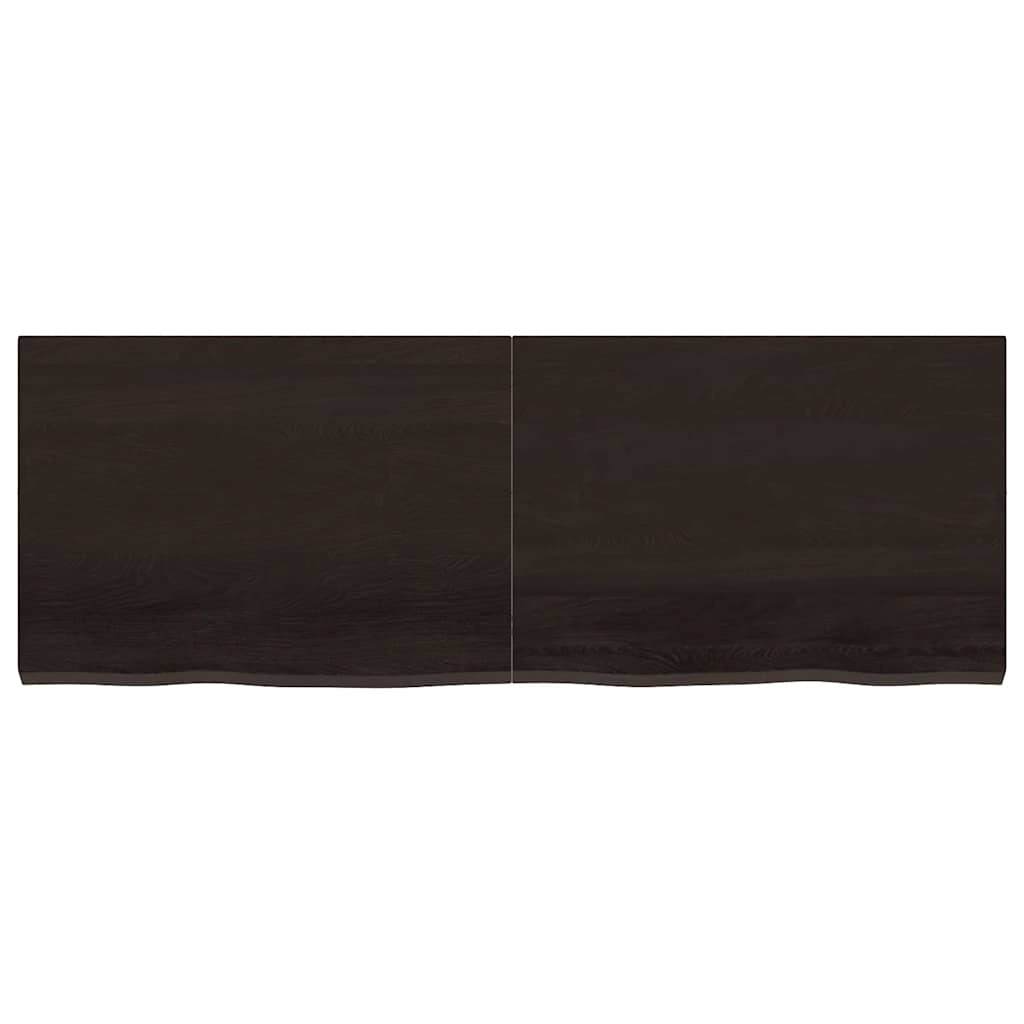 Wall Shelf Dark Brown 140x50x(2-4)cm Solid Oak Treated