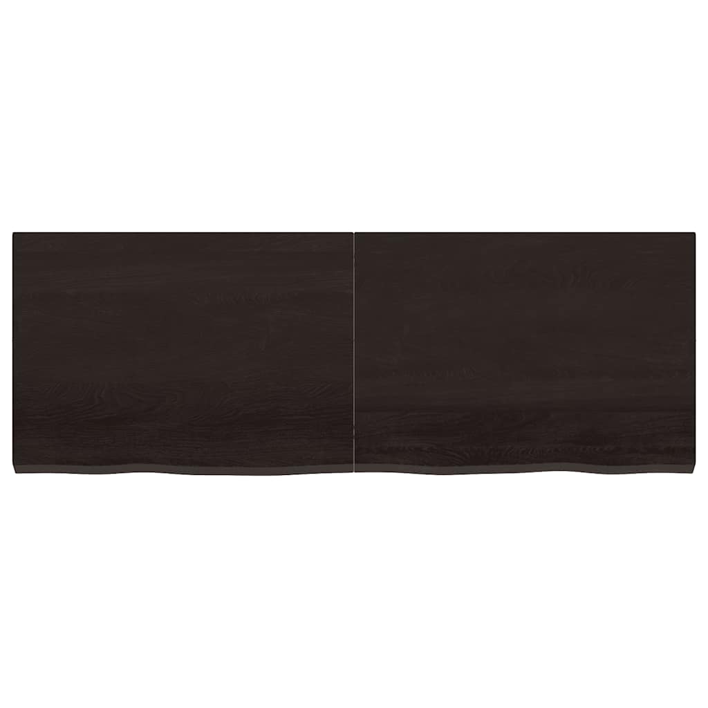Wall Shelf Dark Brown 140x50x(2-4)cm Solid Oak Treated