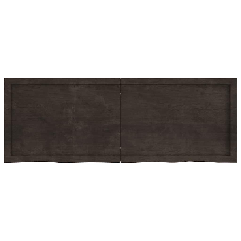 Wall Shelf Dark Brown 140x50x(2-6)cm Solid Oak Treated