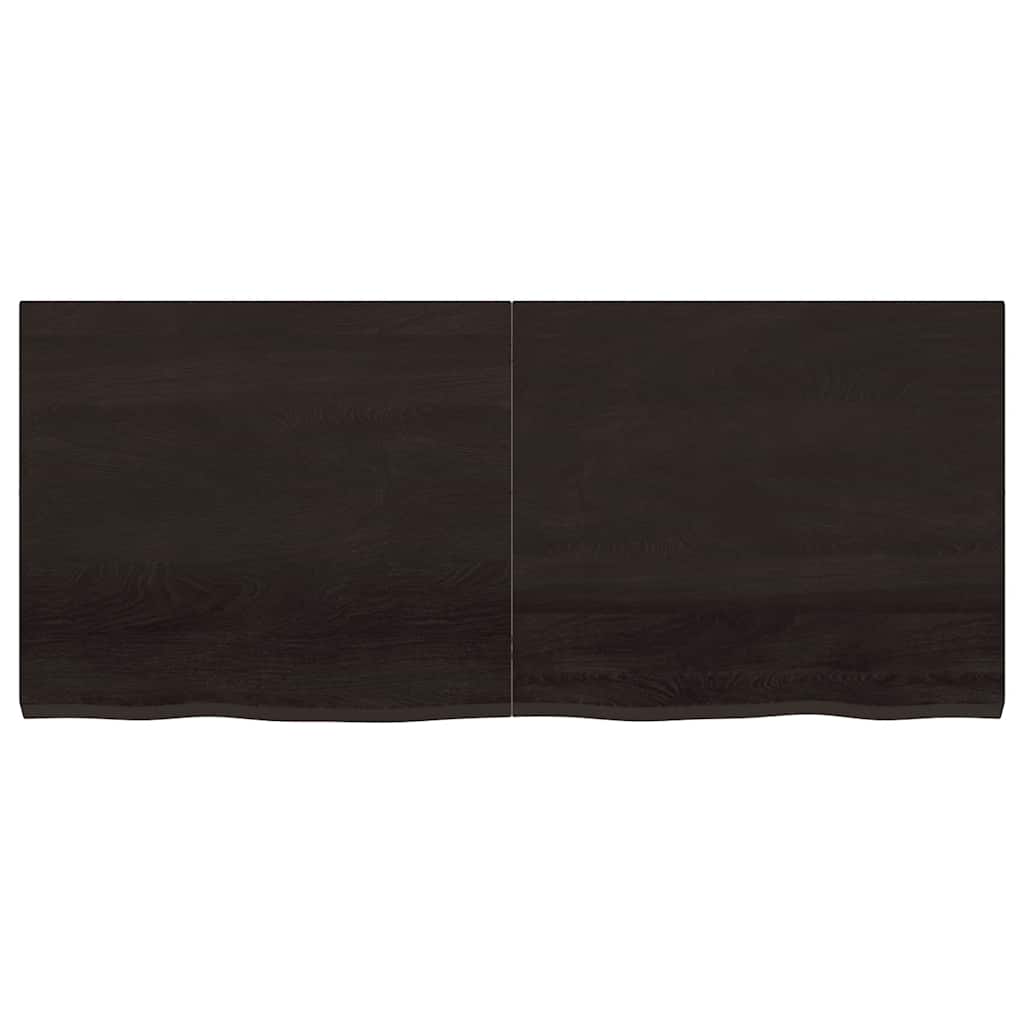 Wall Shelf Dark Brown 140x60x(2-4)cm Solid Oak Treated