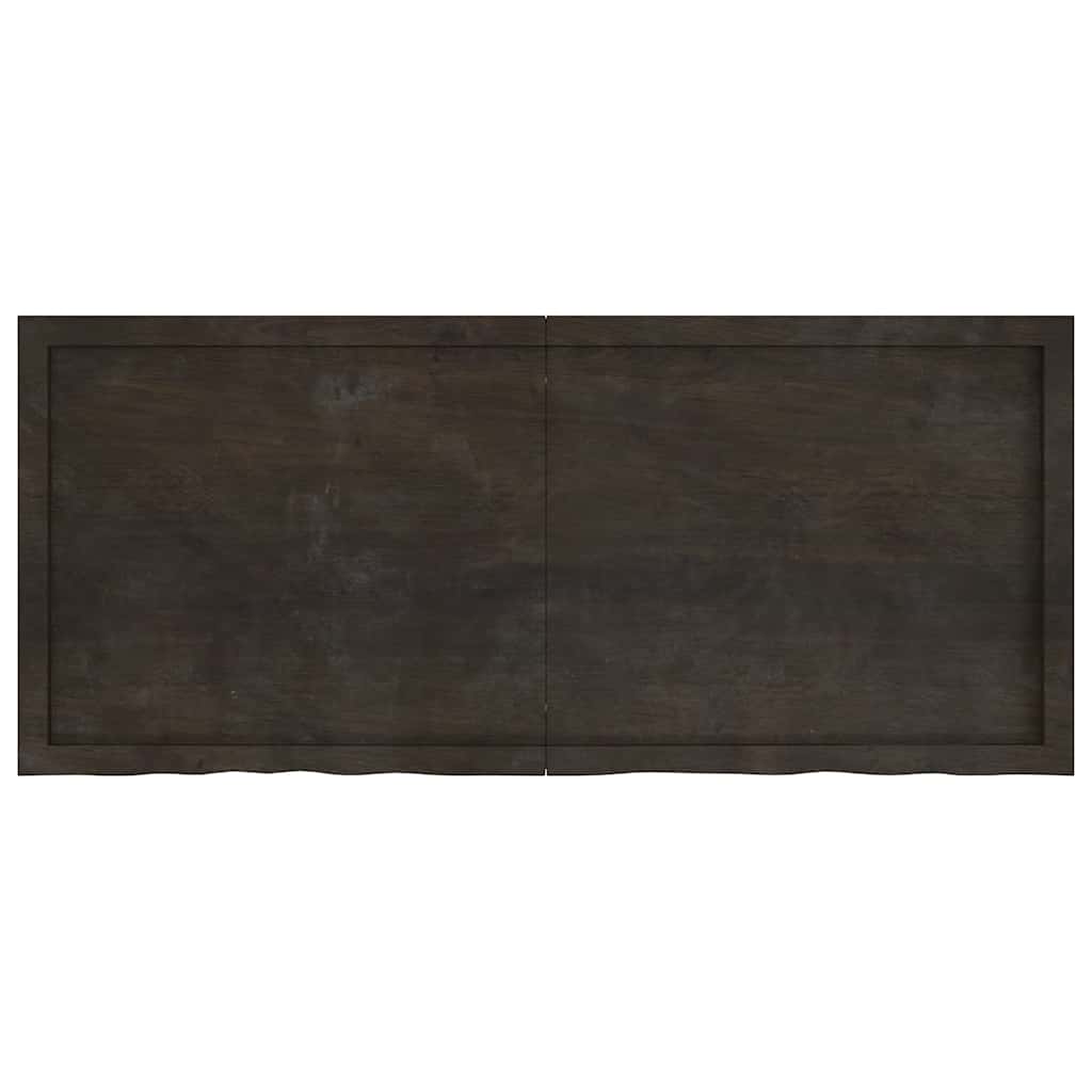 Wall Shelf Dark Brown 140x60x(2-4)cm Solid Oak Treated