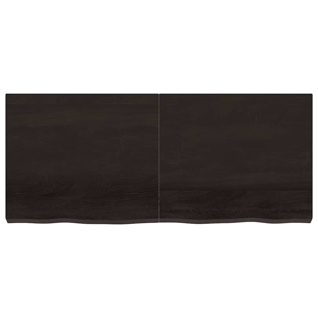 Wall Shelf Dark Brown 140x60x(2-6)cm Solid Oak Treated