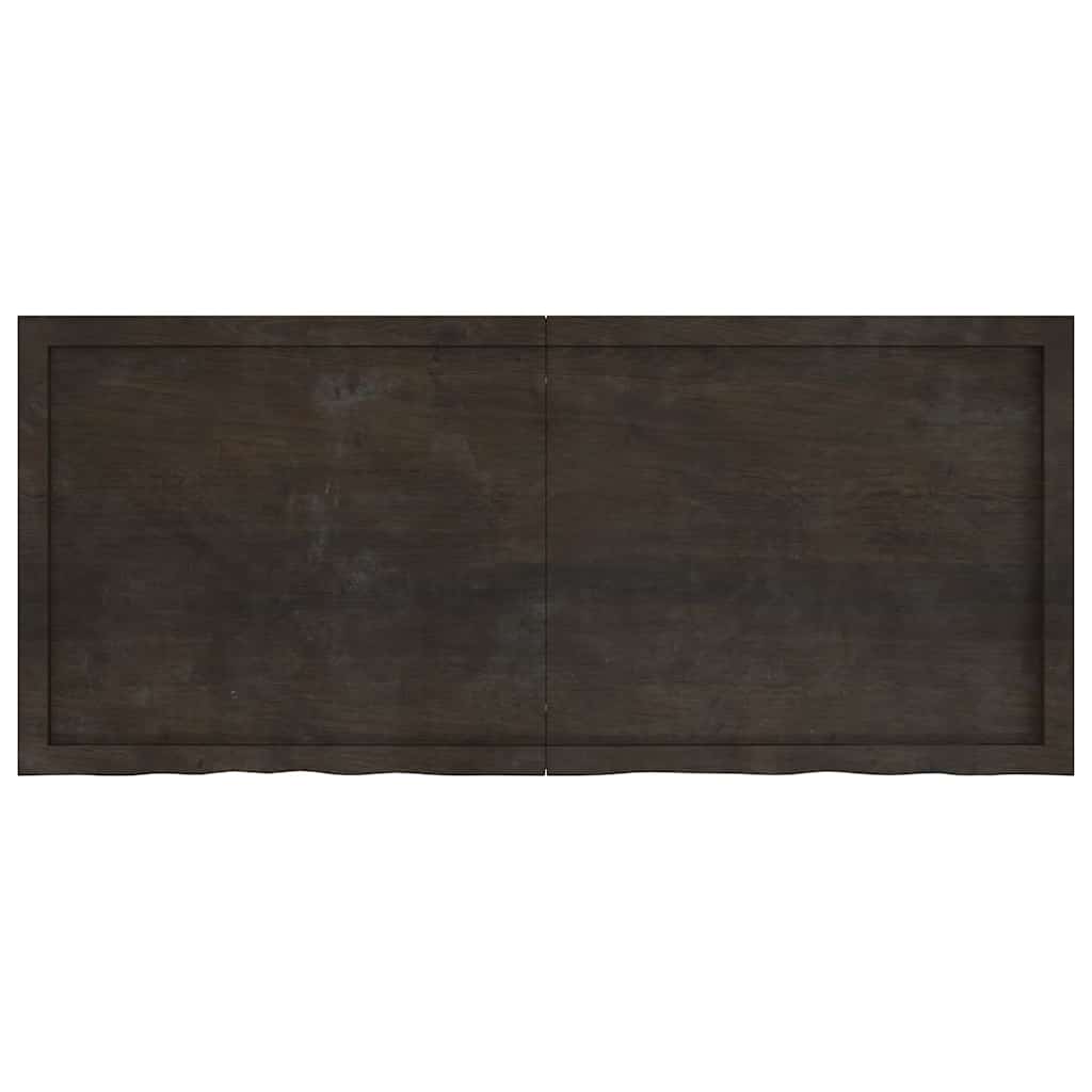 Wall Shelf Dark Brown 140x60x(2-6)cm Solid Oak Treated