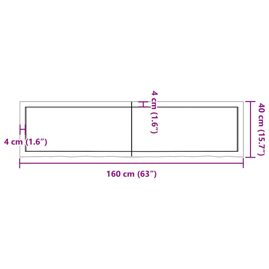 Wall Shelf Dark Brown 160x40x(2-4)cm Solid Oak Treated