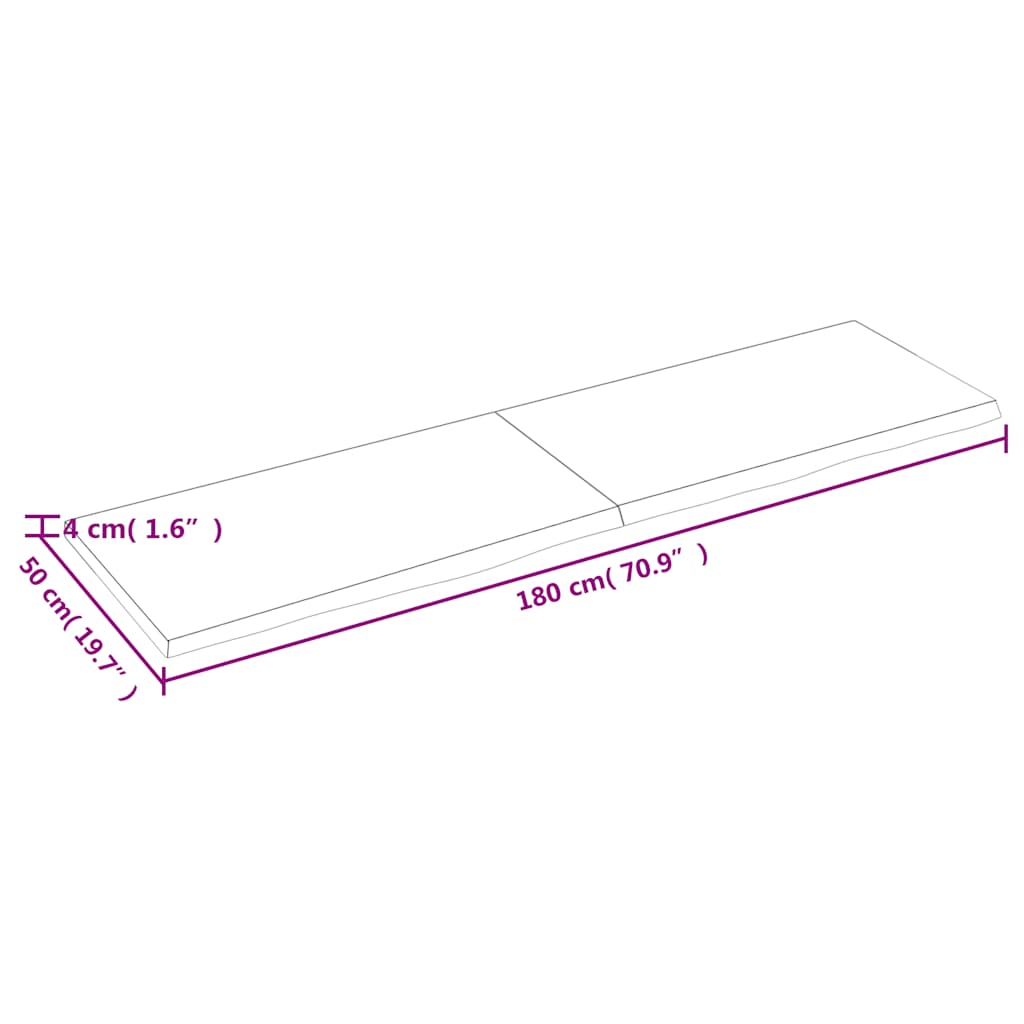 Wall Shelf Dark Brown 180x50x(2-4)cm Solid Oak Treated