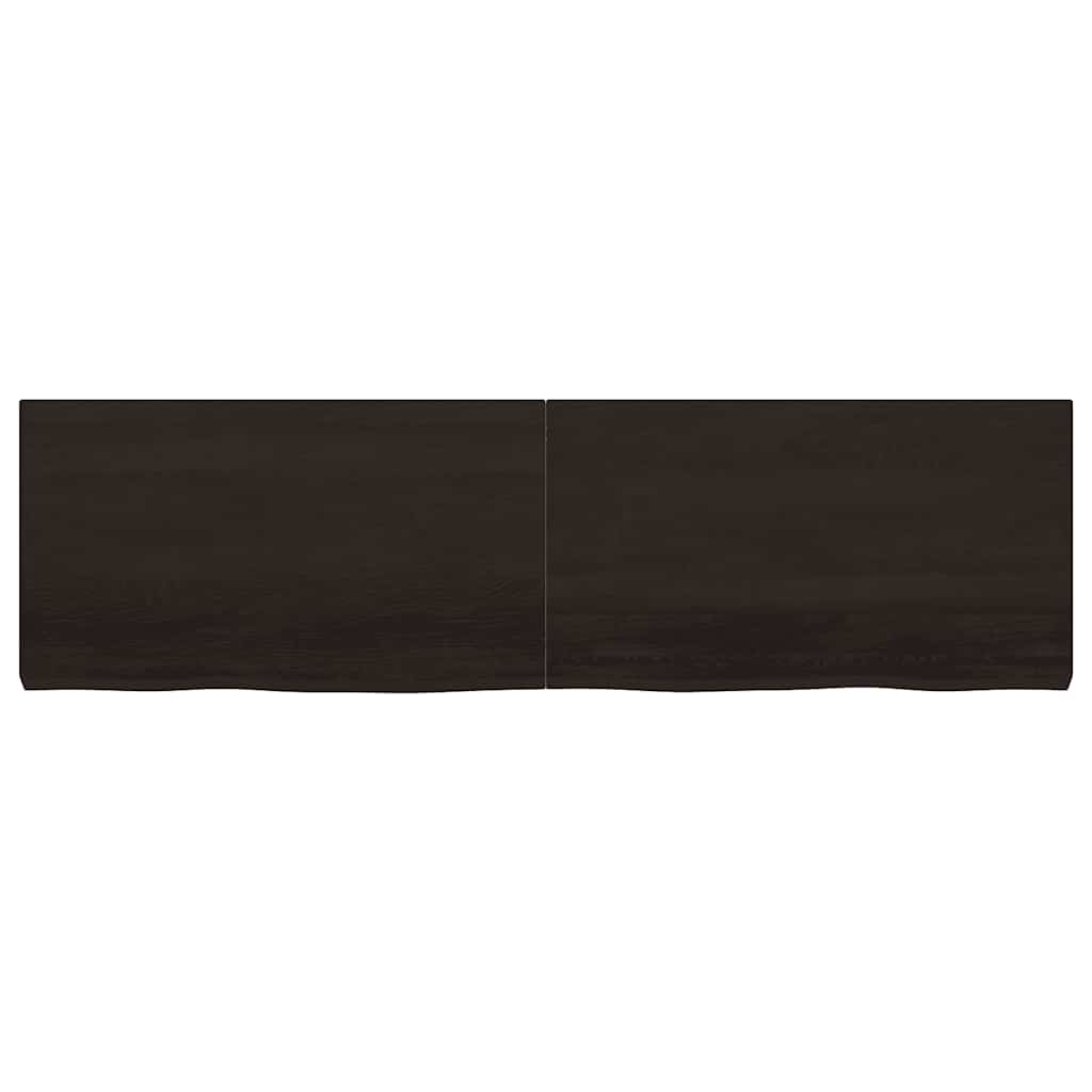 Wall Shelf Dark Brown 180x50x(2-6)cm Solid Oak Treated