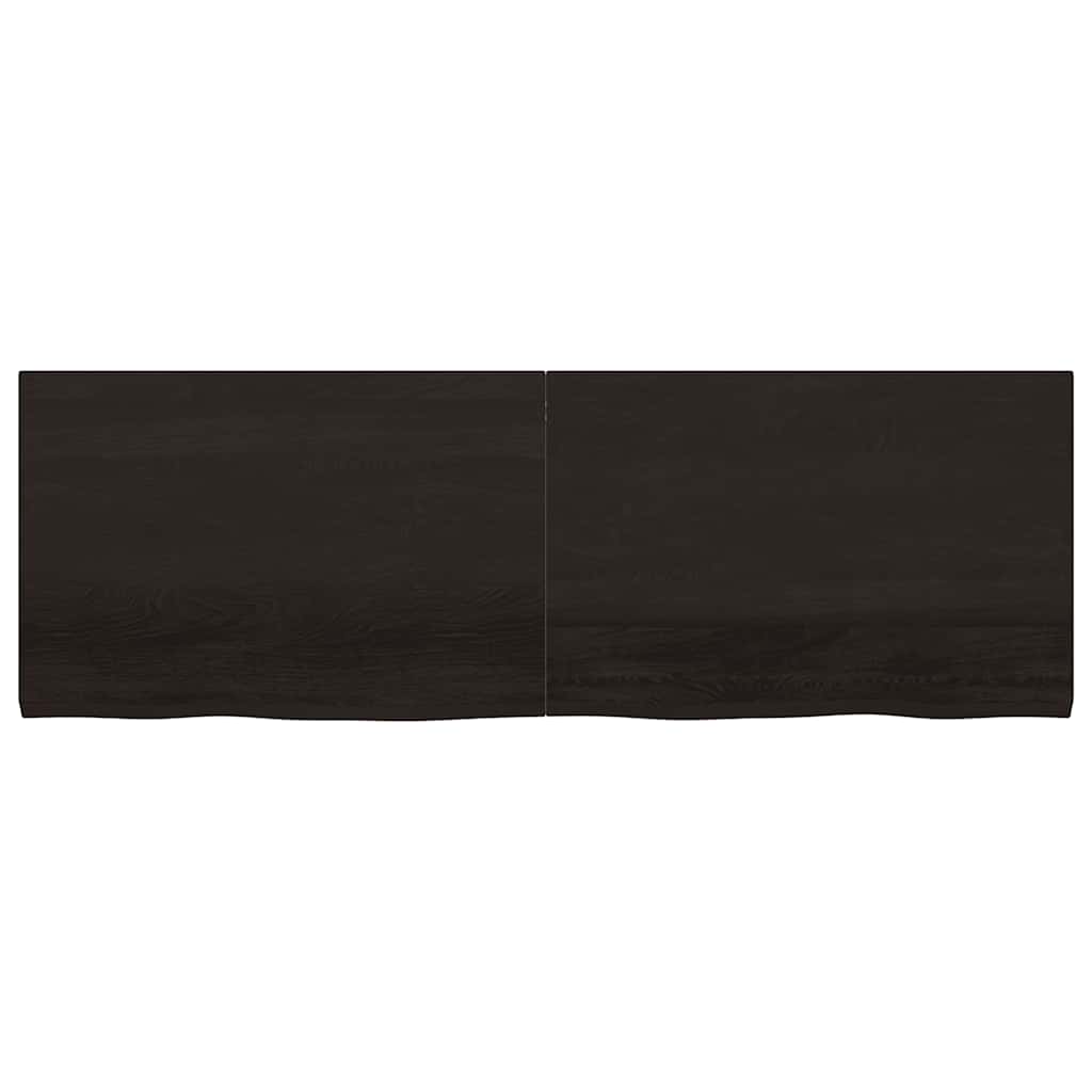 Wall Shelf Dark Brown 180x60x(2-4)cm Solid Oak Treated